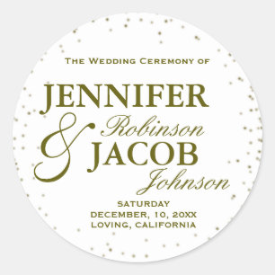 Gold Glitter Confetti Stars Classic Round Sticker