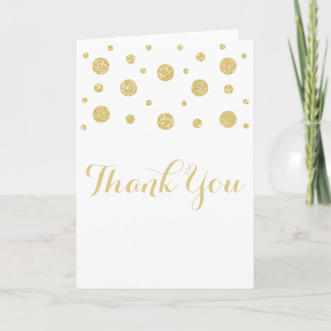 Gold Glitter Confetti Thank You Card (Front)