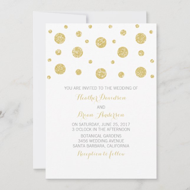 Gold Glitter Confetti Wedding Invite (Front)