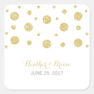 Gold Glitter Confetti Wedding Stickers