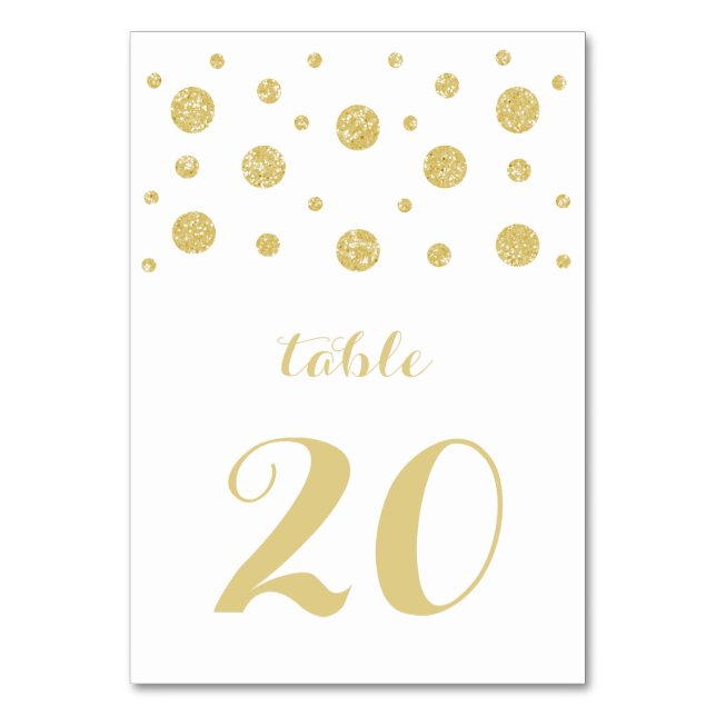 Gold Glitter Confetti Wedding Table Card (Front)