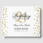 Gold Glitter Confetti White 21st Birthday Party Guest Book<br><div class="desc">Elegant 21st Birthday Party Gold Glitter Confetti White template.</div>