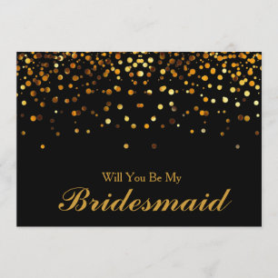 Gold Glitter Confetti Will you be my Bridesmaid Invitation