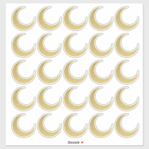 Gold Glitter Crescent Moon Sticker Set