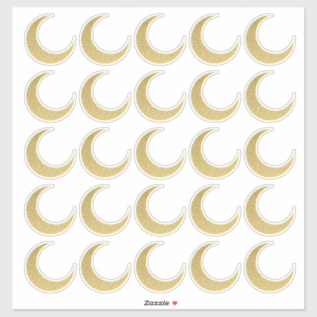 Gold Glitter Crescent Moon Sticker Set (Sheet)