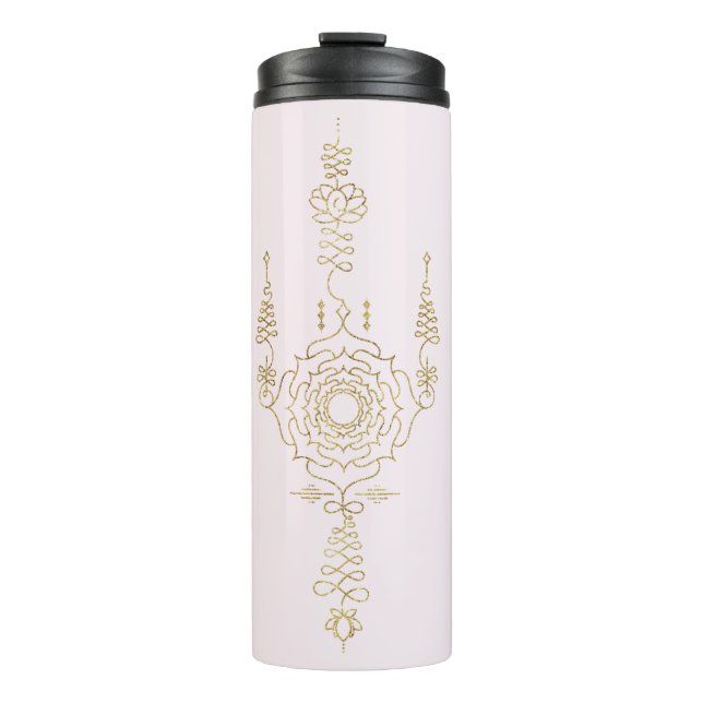 *~* Gold Glitter Crown Chakra Totem Blush Pink Thermal Tumbler (Front)