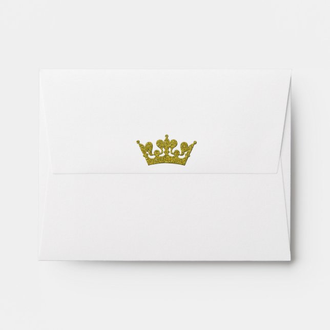Gold Glitter Crown Royal Party Invitation Envelope (Back (Top Flap))