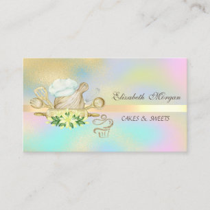 Gold Glitter Cupcake Bakery Tools Colourful Business Card