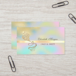Gold Glitter Cupcake Piping Bag Colourful Business Card