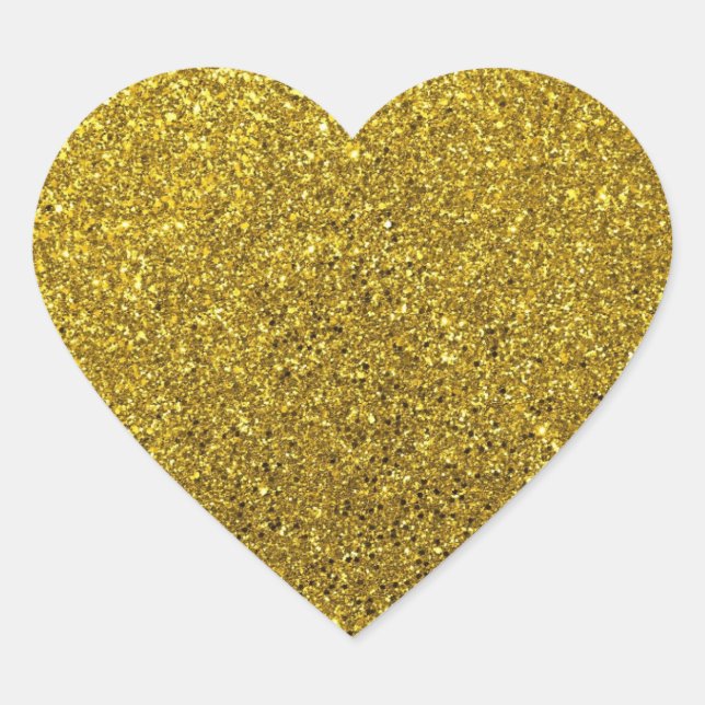 Gold Glitter Custom Blank Heart Sticker (Front)