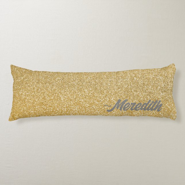 Gold Glitter Custom Name Body Cushion (Front)