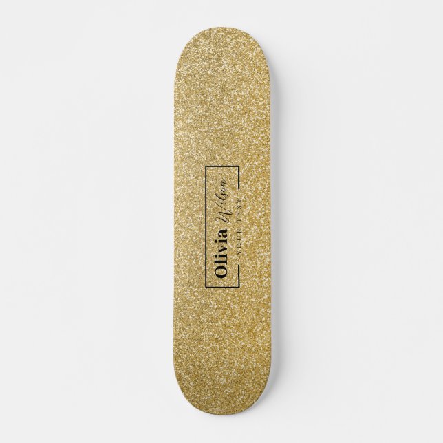 GOLD Glitter Custom Name Skateboard (Front)