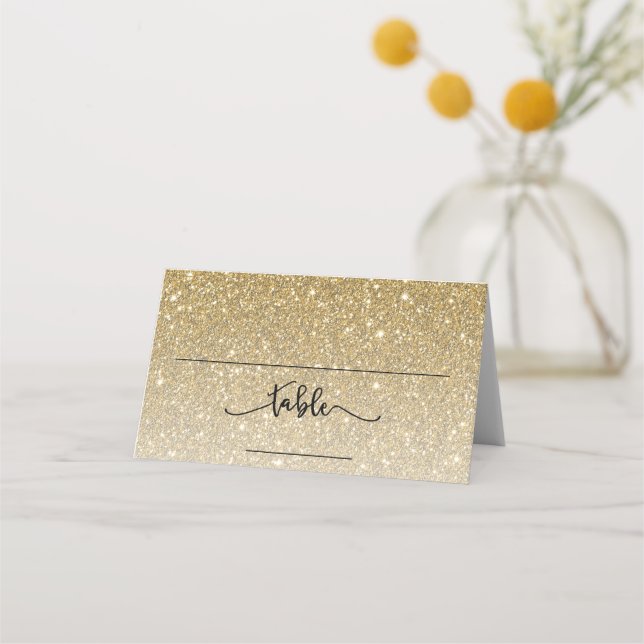 Gold Glitter Custom Place Card (Front)