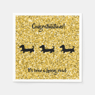 Gold Glitter Dachshund Paper Napkins