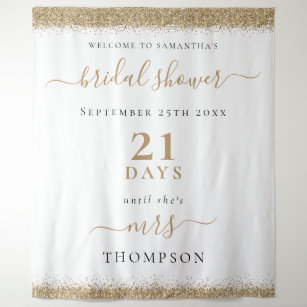Gold Glitter Days to Wedding Welcome Bridal Shower Tapestry