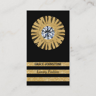 Gold Glitter & Diamond   Contemporary Business Card