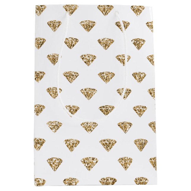 Gold Glitter Diamonds    Medium Gift Bag (Front)