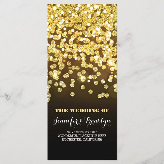 Gold Glitter Diamonds Wedding Programs Programme (Front)