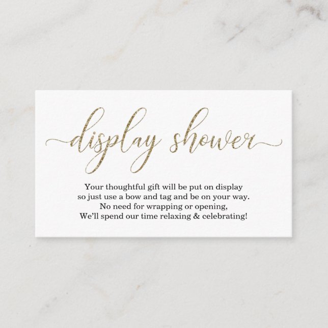 Gold Glitter Display Shower Enclosure Card Insert (Front)
