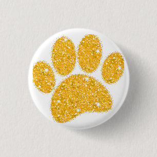 Gold Glitter Dog Pawprint 3 Cm Round Badge