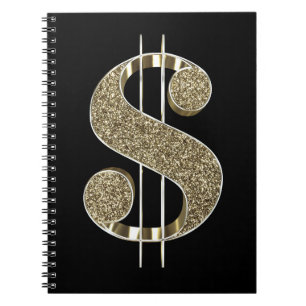 Gold Glitter Dollar Sign Notebook
