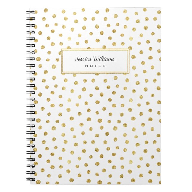 Gold glitter dots spiral notebook (Front)