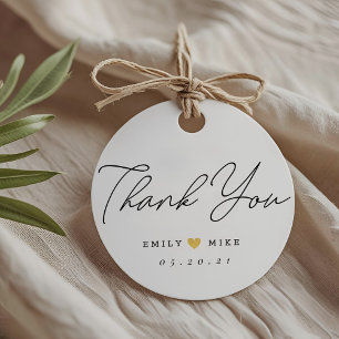 Gold Glitter Dots Wedding Thank You Round Favour Tags