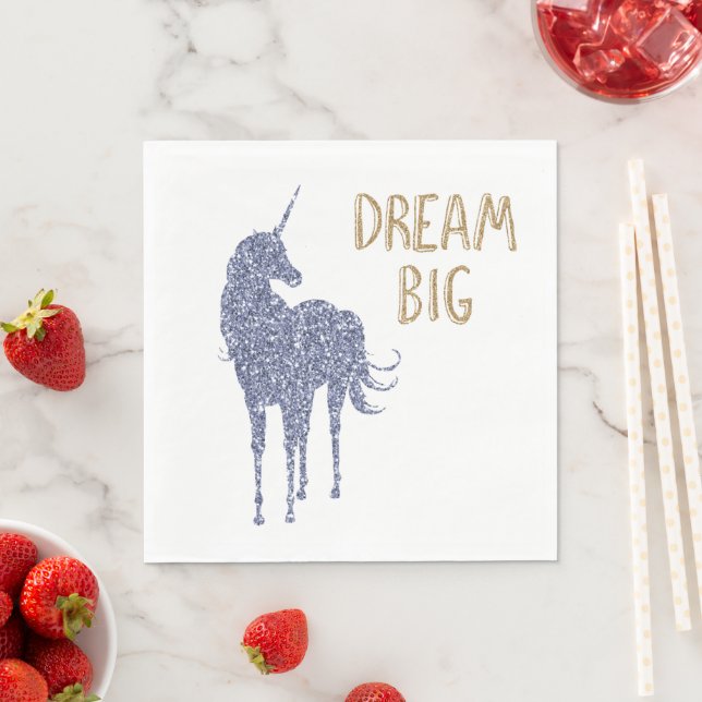 Gold Glitter Dream Big Unicorn  Napkin (Insitu)