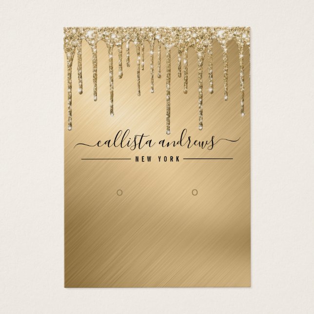 Gold Glitter Drips Earring Display Card (Front)