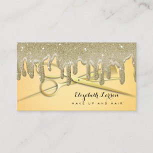 Gold Glitter Drips Hair Stylist Beauty Salon Business Card