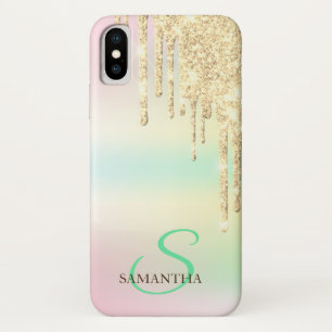 Gold Glitter Drips Holographic Iridescent Case-Mate iPhone Case