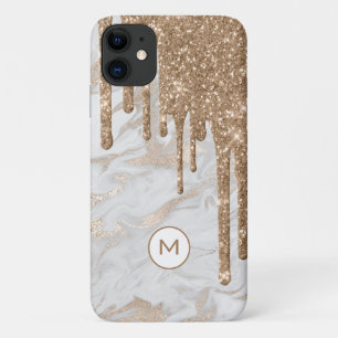 Gold Glitter Drips Monogrammed Case-Mate iPhone Case
