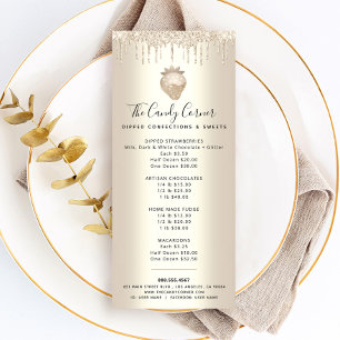 Gold Glitter Drips Strawberry Dessert Sweets Menu