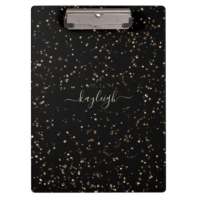 Gold Glitter Dust on Black Clipboard (Front)