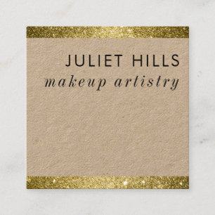 Gold Glitter Edged Square Business Card