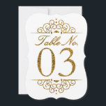 Gold Glitter Effect Wedding Table Number Card (03)<br><div class="desc">Gold Glitter Effect Wedding Table Number Card (03) 
 
  VIEW MATCHING TABLE NUMBER CARDS</div>