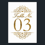 Gold Glitter Effect Wedding Table Number Card (03)<br><div class="desc">Gold Glitter Effect Wedding Table Number Card (03) 
 
  VIEW MATCHING TABLE NUMBER CARDS</div>