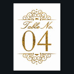 Gold Glitter Effect Wedding Table Number Card (04)<br><div class="desc">Gold Glitter Effect Wedding Table Number Card (04) 
 
  VIEW MATCHING TABLE NUMBER CARDS</div>