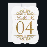 Gold Glitter Effect Wedding Table Number Card (04)<br><div class="desc">Gold Glitter Effect Wedding Table Number Card (04) 
 
  VIEW MATCHING TABLE NUMBER CARDS</div>