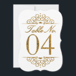 Gold Glitter Effect Wedding Table Number Card (04)<br><div class="desc">Gold Glitter Effect Wedding Table Number Card (04) 
 
  VIEW MATCHING TABLE NUMBER CARDS</div>