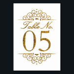 Gold Glitter Effect Wedding Table Number Card (05)<br><div class="desc">Gold Glitter Effect Wedding Table Number Card (05) 
 
  VIEW MATCHING TABLE NUMBER CARDS</div>
