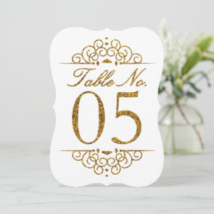 Gold Glitter Effect Wedding Table Number Card (05)