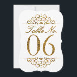 Gold Glitter Effect Wedding Table Number Card (06)<br><div class="desc">Gold Glitter Effect Wedding Table Number Card (06) 
 
  VIEW MATCHING TABLE NUMBER CARDS</div>