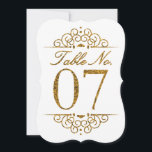 Gold Glitter Effect Wedding Table Number Card (07)<br><div class="desc">Gold Glitter Effect Wedding Table Number Card (07) 
 
  VIEW MATCHING TABLE NUMBER CARDS</div>