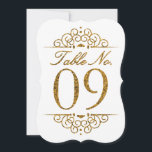 Gold Glitter Effect Wedding Table Number Card (09)<br><div class="desc">Gold Glitter Effect Wedding Table Number Card (09) 
 
  VIEW MATCHING TABLE NUMBER CARDS</div>