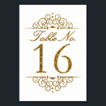 Gold Glitter Effect Wedding Table Number Card (16)<br><div class="desc">Gold Glitter Effect Wedding Table Number Card (16) 
 
  VIEW MATCHING TABLE NUMBER CARDS</div>