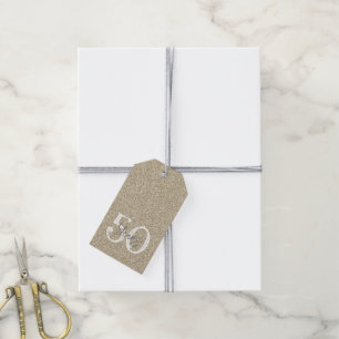 Gold Glitter Elegant 50 Years Anniversary Birthday Gift Tags