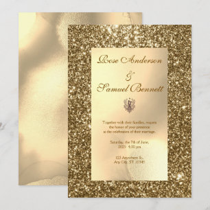 Gold Glitter Elegant Chic Wedding Invitation