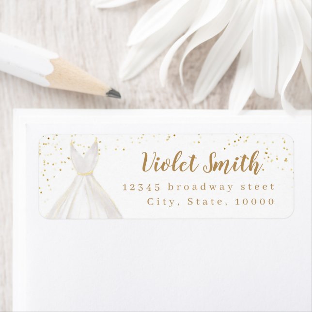 Gold Glitter Elegant Dress return address (Insitu)