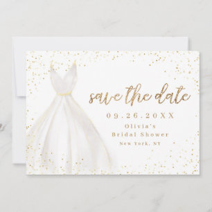 Gold Glitter Elegant Dress Save The Date